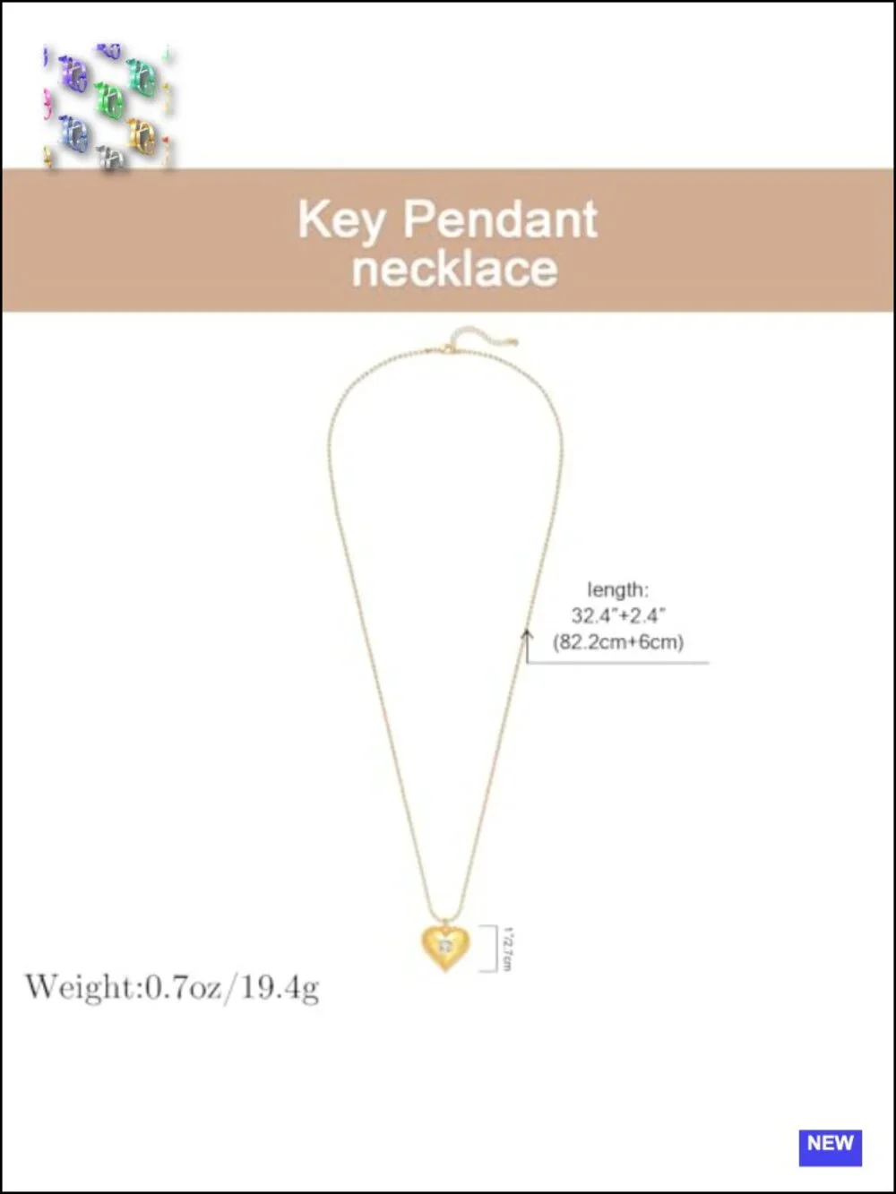 Long Gold Plated Heart Pendant Beaded Ball Chain Necklace 32 inches